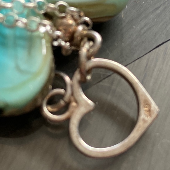 Vintage Karyn Chopik Sterling Silver and Turquoise Murano Glass Necklace. - Picture 5 of 5